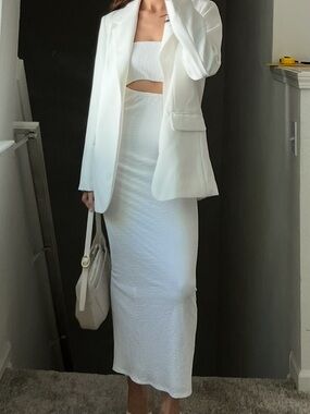 Strapless White Cutout Maxi Dress